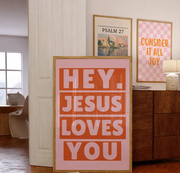 Jesus Loves You Maximalist Christian Typography Art Print
