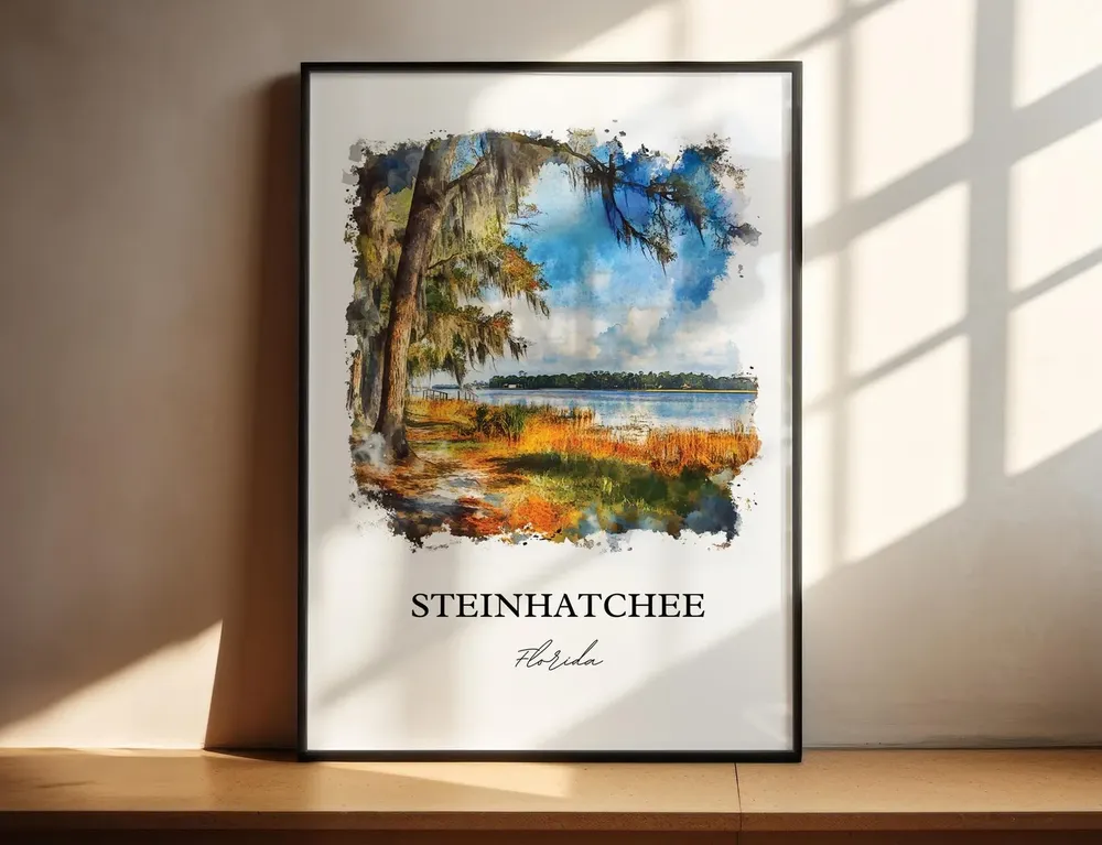 Steinhatchee Florida Watercolor Travel Poster