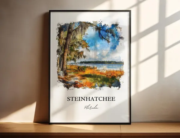 Steinhatchee Florida Watercolor Travel Poster