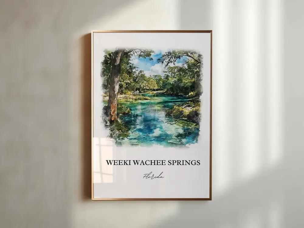Weeki Wachee Springs Florida Watercolor Travel Poster - Image 2