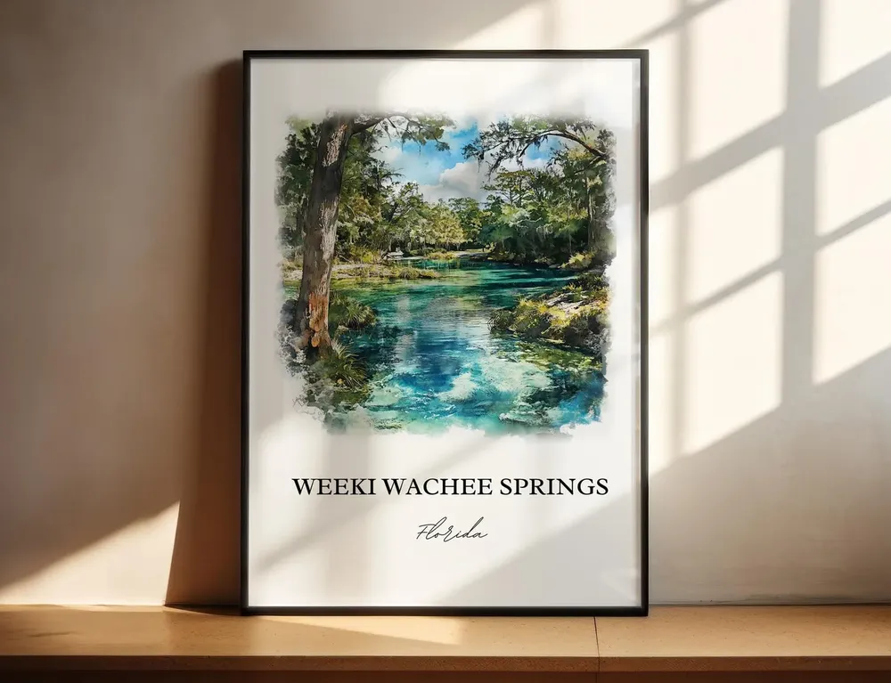 Weeki Wachee Springs Florida Watercolor Travel Poster