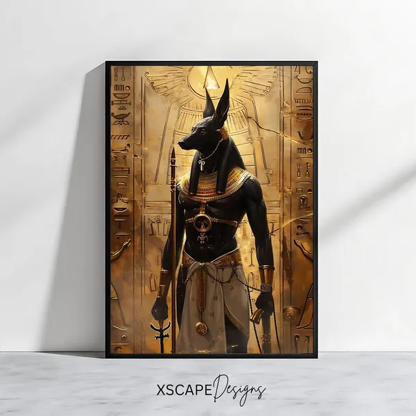 Anubis Egyptian God Art Print, Ancient Egypt Decor