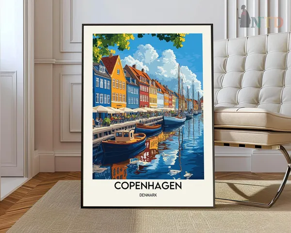 Copenhagen Travel Poster, Denmark Wall Art Print