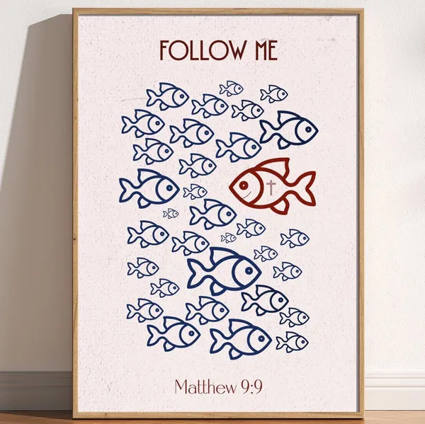 Follow Me Christian Fish Art Print, Kids Decor