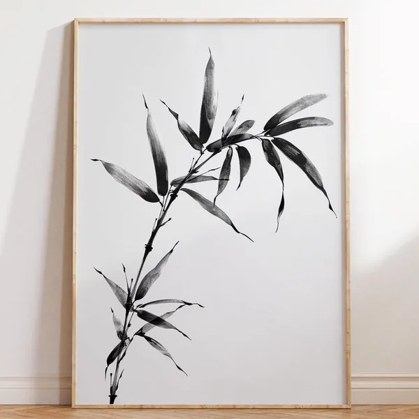 Minimalist Bamboo Japanese Ink, Japandi Zen Art Print