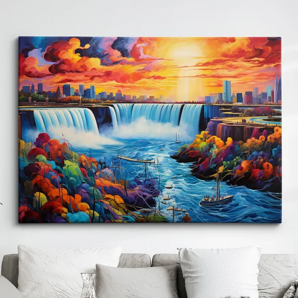 Niagara Falls Modern Oil Abstract Painting Travel Poster