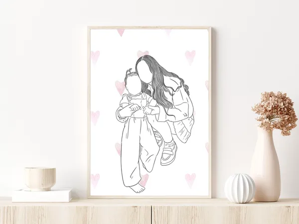 Custom Godmother Line Drawing, Personalized Gift