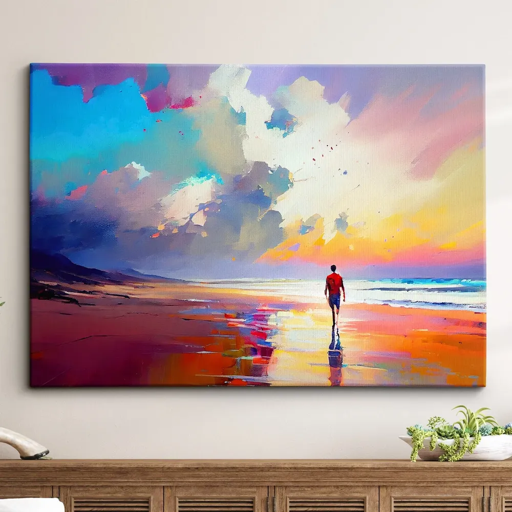 Sunset Beach Walker Abstract Art Print