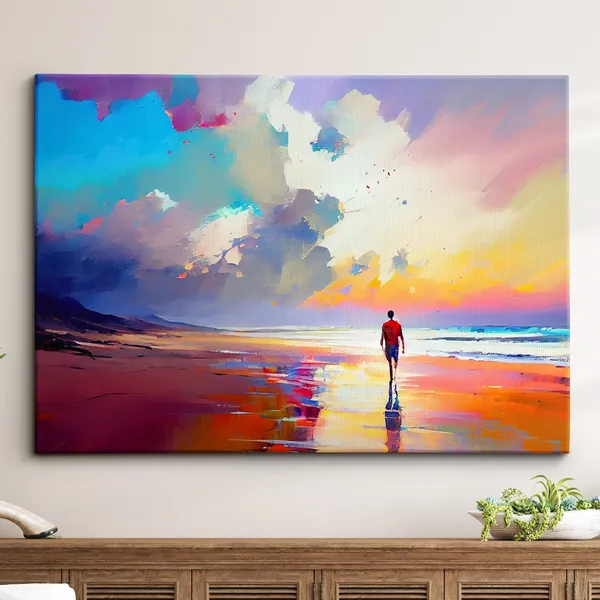 Sunset Beach Walker Abstract Art Print