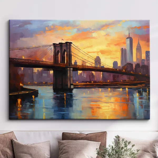 New York City Brooklyn Bridge Sunset Art Print