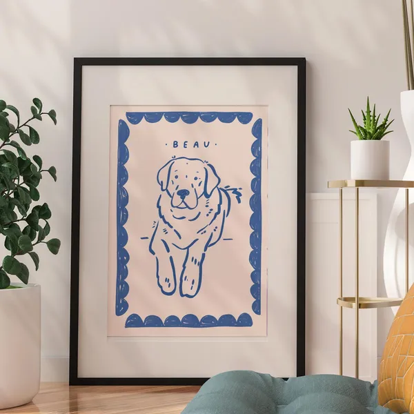 Matisse-Inspired Custom Dog Poster, Modern Pet Portrait