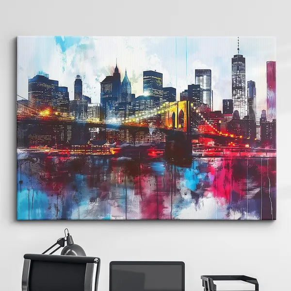 New York City Brooklyn Bridge Sunset Landmark Art Print
