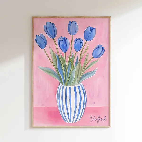 Tulip Flowers In Vase, Modern Floral Art Print