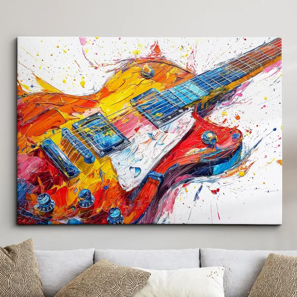 Electric Guitar Abstract Oil Painting Art Print