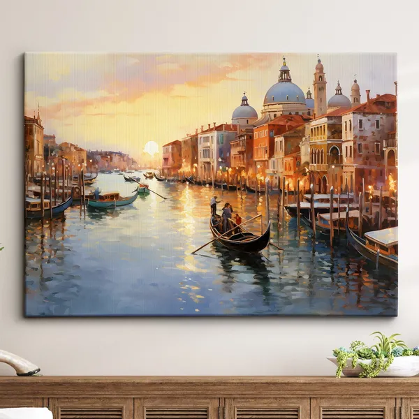Venice Italy Gondola River Landmark Watercolor Travel Poster