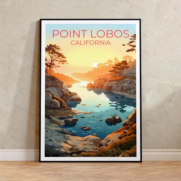 Point Lobos Travel Poster, California Nature Art Print