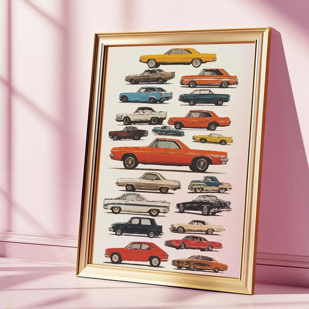 Vintage Car Poster, Retro Classic Muscle Art Print