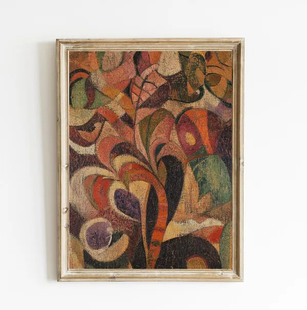 Vintage Abstract Botanical Boho Floral Art Print