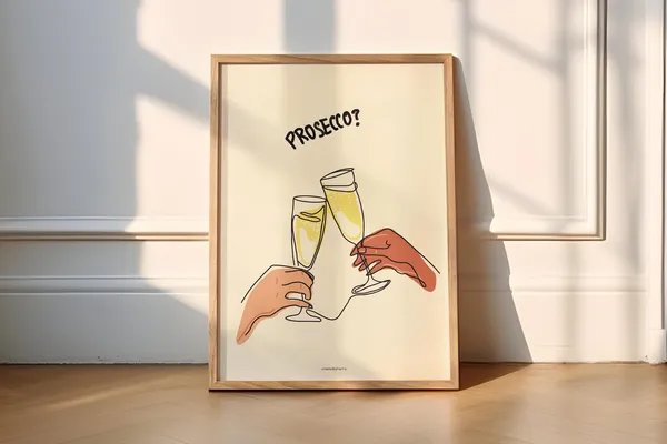 Prosecco Hand-Illustrated Art Print