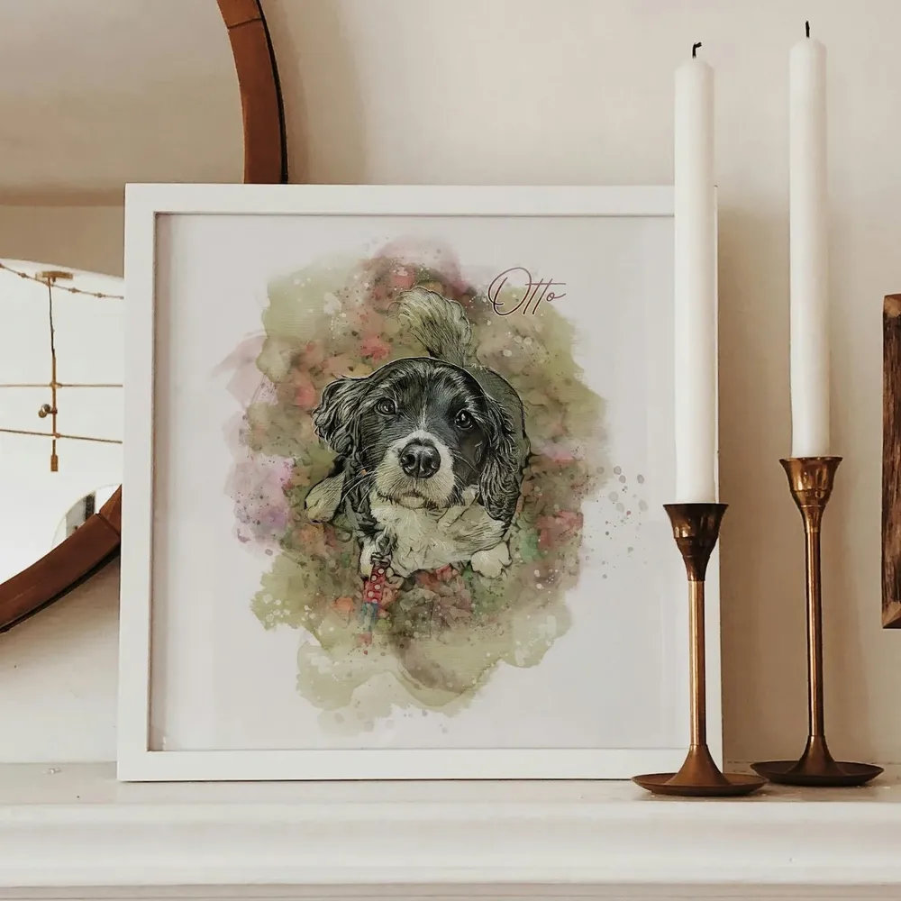 Personalized Pet Portrait Custom Dog Watercolor Art Print - Image 2