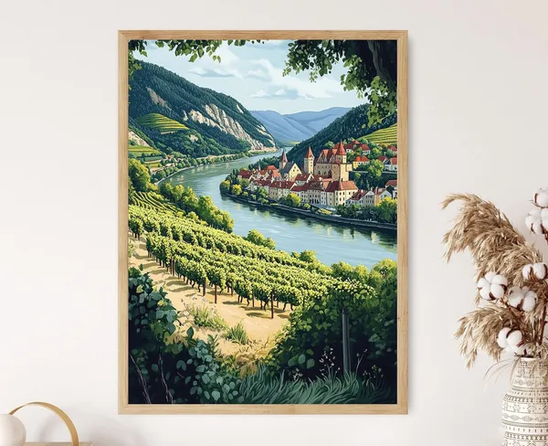 Wachau Valley Danube River Vineyard Landscape Art Print