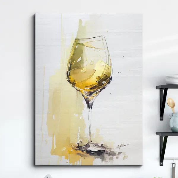 Champagne Glass Abstract Oil Painting Art Print