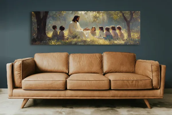 Jesus Teaching Children Vintage Christian Wall Art