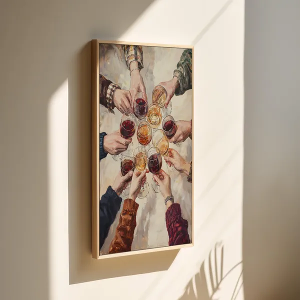 Wine Tasting Celebration, Vintage Oil Art Print