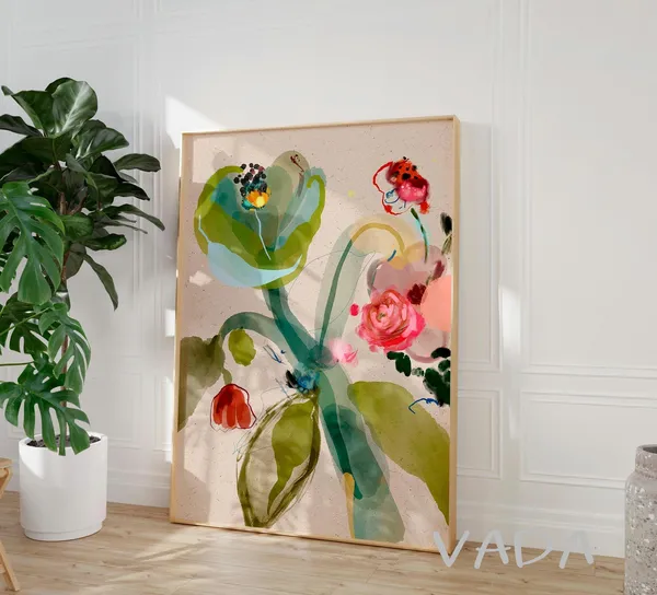 Abstract Botanical Floral Watercolor Art Print