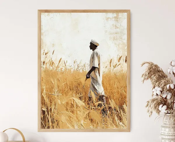 Sudanese Farmer Art Print, African Cultural Artwork