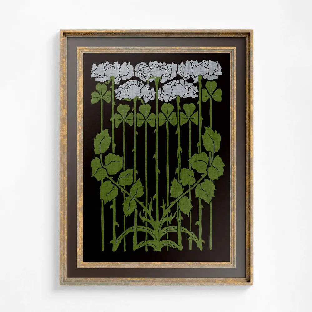 Nouveau Floral Vintage Print, Dark Academia Style
