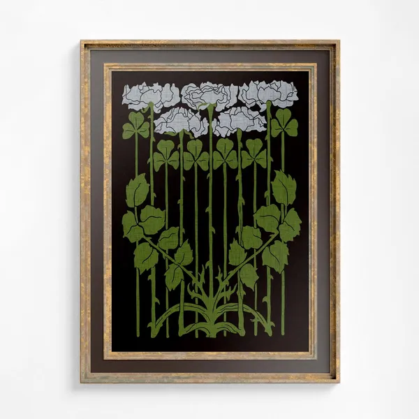 Nouveau Floral Vintage Print, Dark Academia Style