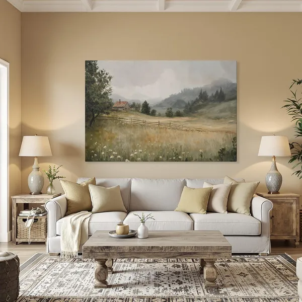 Rustic Landscape Art Print, Farmhouse Decor
