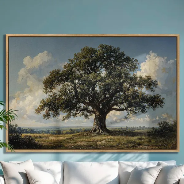 Majestic Oak Tree Art Print, Rustic Nature Decor