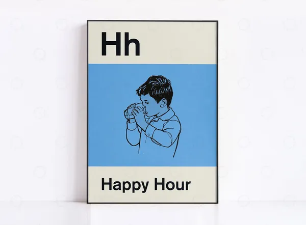 Happy Hour Typography Art Print, Drinks Poster