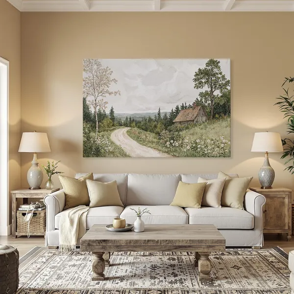 Vintage Countryside Art Print, Rustic Landscape