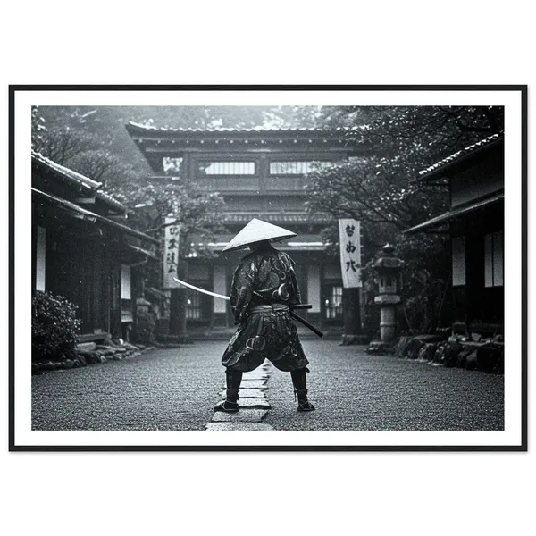 Samurai Black and White Vintage Wall Art Print