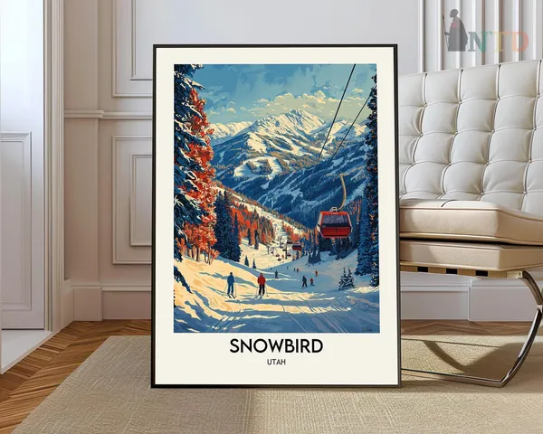 Snowbird Skiing Travel Poster, Utah Winter Sport