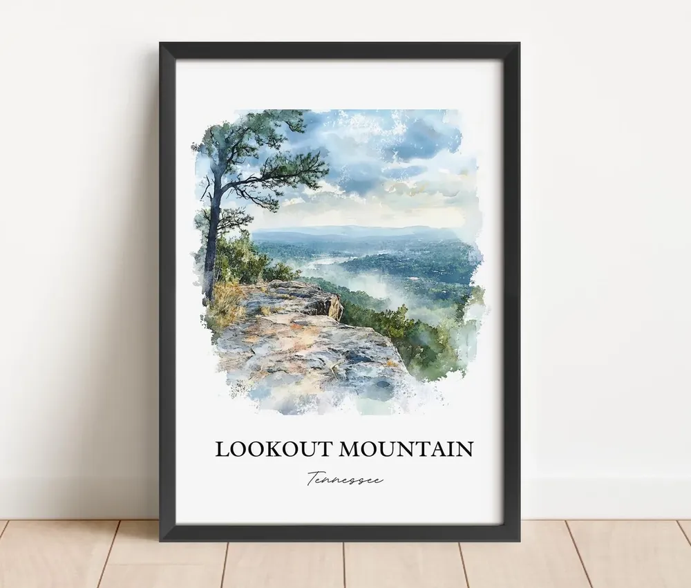 Lookout Mountain Ruby Falls Watercolor Travel Poster - Image 4