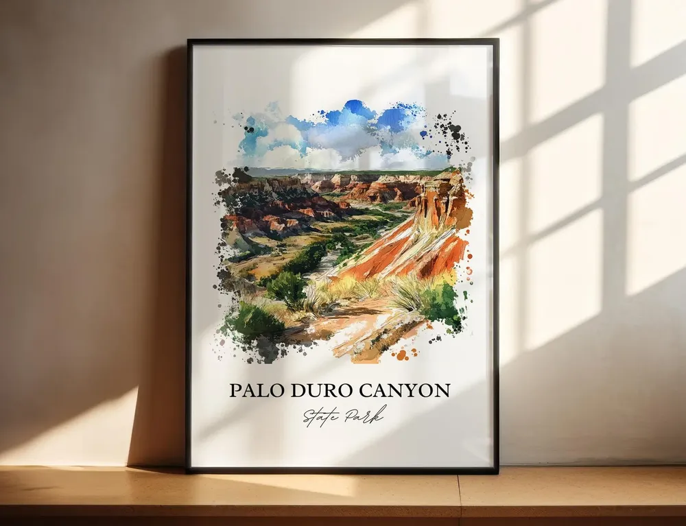 Palo Duro Canyon Travel Poster, Texas Watercolor Print