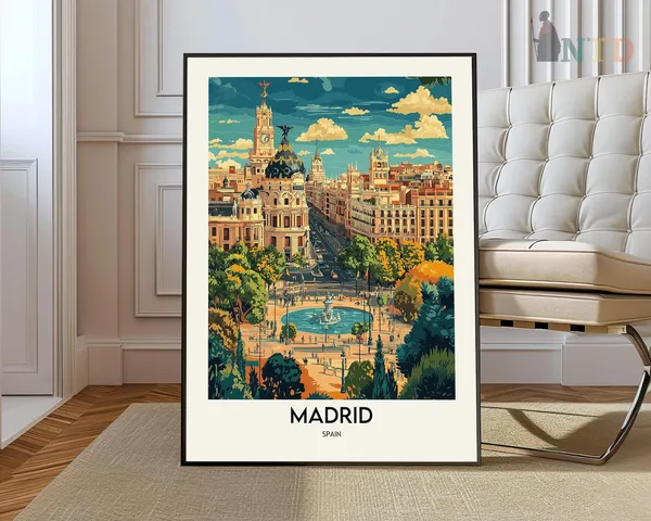 Madrid Travel Poster, Spain City Wall Art Print