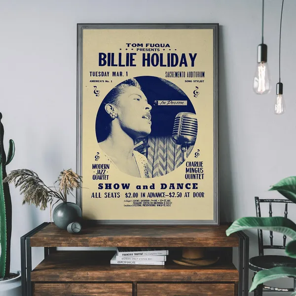 Vintage Billie Holiday Jazz Poster, Music Quote Art Print