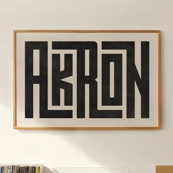 Akron Ohio Typography Art Print, Minimalist Poster