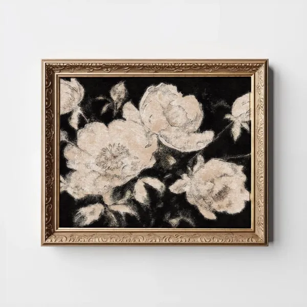 Dark Moody Flowers Vintage Floral Art Print