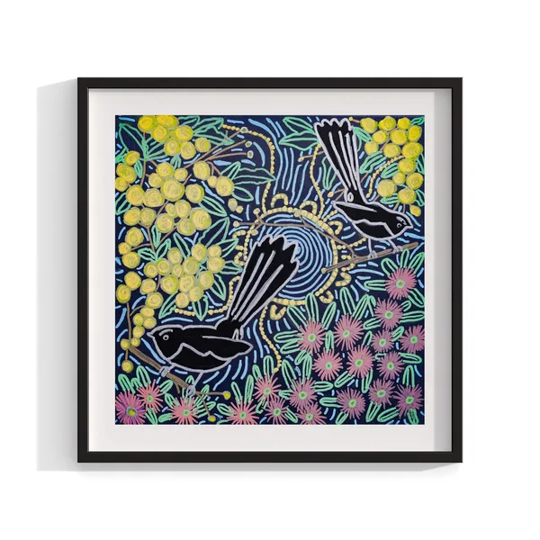 Aboriginal Birds and Flowers, Contemporary Art Print