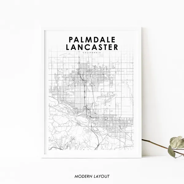 Palmdale And Lancaster CA Map Poster, Nursery Decor