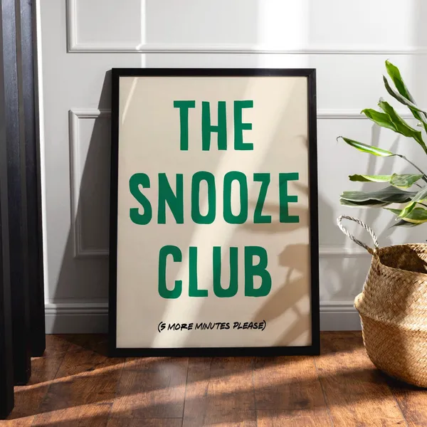 The Snooze Club, Bold Bedroom Typography Art Print
