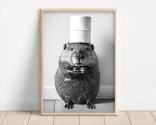 Beaver With Toilet Paper, Funny Bathroom Art Print
