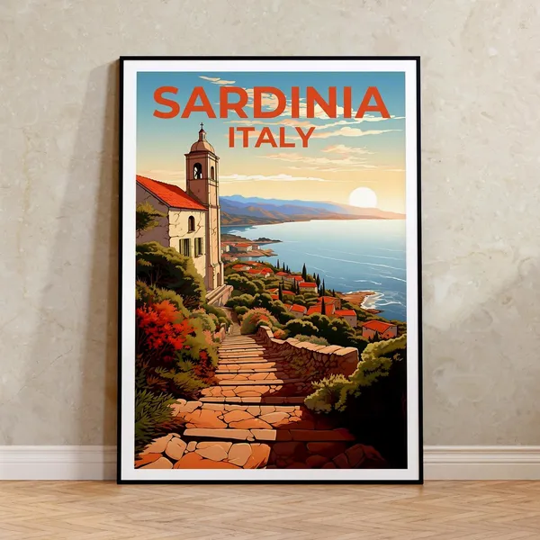 Sardinia Travel Poster, Italy Nature Wall Art