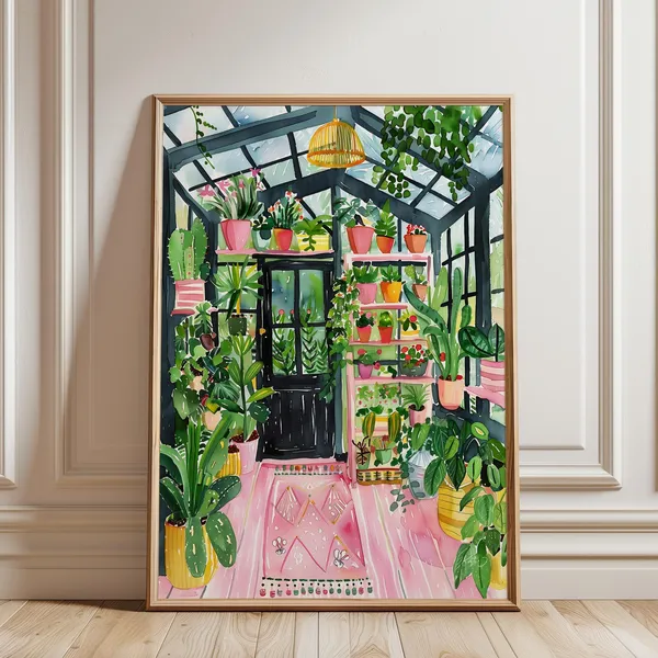 Greenhouse Botanical Poster, Floral Wall Decor